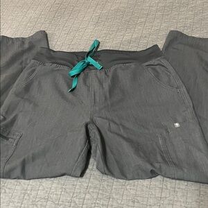 Gray Scrub Pants with Teal Drawstring Technical collection